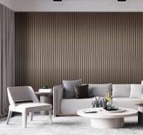 A30205BB-Art3d 104\'\' x 6.3\'\' Slat Wall Paneling,8-Pack Metal Finish WPC  Wall Panels,Wavy Grain Panel Wall Slats,Brushed Brown