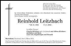 Juli in seinem heimatort wesseling an den folgen einer krebserkrankung, teilte der lappan verlag mit. Traueranzeigen Von Reinhold Leitzbach Rz Trauer De