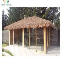 Fire Retardant Synthetic Thatch Roof Gazebo Pergola Palm Leaf Hut  Simulation Thatch