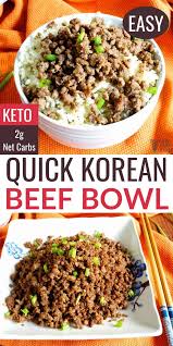 A Quick And Easy Keto Korean Ground Beef Recipe With Sweet And Spicy Seasonings It S A Dish That In 2020 Beef Bowl Recipe Ground Beef Recipes Ground Beef Keto Recipes