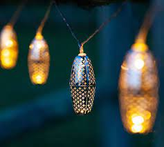 Tofu led solar string lights. Marrakesh Metal Solar String Lights Pottery Barn