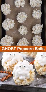Ghost Popcorn Balls Lillian Recetteaperitif En 2020 Patisserie Pour Halloween Nourriture Halloween Collations Pour Halloween