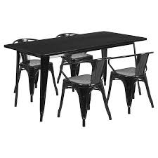 Flash Furniture 31 5 X 63 Rectangular Metal Indoor Outdoor Table Set With 4 Arm Chairs Multiple Colors Walmart Com Outdoor Table Settings Outdoor Tables 7 Piece Dining Set