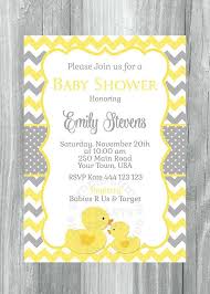 Printable Chevron Rubber Ducky Baby Shower Invitation Rubber Duck Yellow And Gr Rubber Ducky Baby Shower Invitations Baby Shower Duck Rubber Ducky Baby Shower