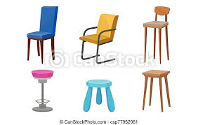 ₹999 save ₹600 (60%) get it by tuesday, june 15. Wooden Chairs And Bar Stools Of Different Color Vector Set Furniture Objects For Home And Office Interior Concept Canstock