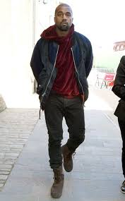 Black Jeans And Dark Brown Boots Kanye West Wearing Navy Bomber Jacket Burgundy Velvet Hoodie Black Jeans Dark Brown Snow Boots Hoodie Outfit Men Burgundy Hoodie Navy Blue Jacket Outfit