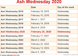 when is ash wednesday 2020 2021 dates of ash wednesday