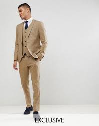 Get the best deals on mens three piece suits and save up to 70% off at poshmark now! Asos Noak Skinny Suit In Fleck Tan Light Brown 3 Piece Wedding Suit Beach Wedding Winter Wedding Summer Wedding Wedding Suits Wedding Suits Men Groom Suit