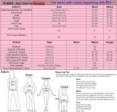 Rubies Sizing Chart Anything Costumes