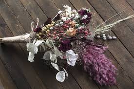 Not a huge fan of flowers? Dried Flower Wedding Bouquet Burgundy Pampas Grass Peony Lunaria White Pussy Willow Rustic Home Decor Arrangement Bridesmaid Money Plant 7leafshop Wedding Bouquets