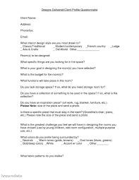 Interior Design Client Profile Www Indiepedia Org Client Questionnaire Design Clients Interior Design Tools