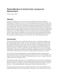 Pdf Patient Monitors In Critical Care Lessons For Improvement