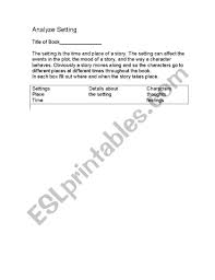 english worksheets analyze setting chart