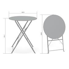 Table ronde pliante bistro de fermob, 4 tailles, 22 coloris. Table De Jardin Bistrot Pliable Emilia Ronde Anthracite Table Ronde O60cm En Acier Thermolaque