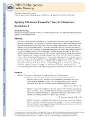 Pdf Applying Diffusion Of Innovation Theory To Intervention Development