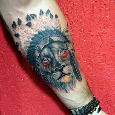 See more ideas about lion tattoo, lion art, lion. Lion Native Tattoo Headdress Tattoo Native Tattoos Elbow Tattoos
