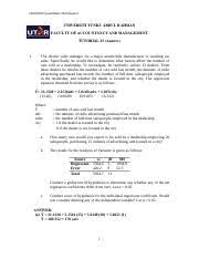 Beliau merupakan seorang yang peramah, baik hati, arif dalam membuat pertimbangan, berjiwa rakyat, setia kepada. Qt2 Tutorial 13 Tutor Doc Ukeq1023 Quantitative Techniques Ii Universiti Tunku Abdul Rahman Faculty Of Accountancy And Management Tutorial 13 Answer 1 Course Hero