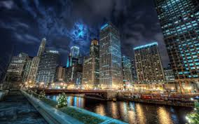 Chicago Night Lights Background Image Chicago Pictures Chicago Wallpaper Chicago At Night