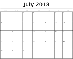 July 2018 Monthly Calendar Template Free Calendar Template Monthly Calendar Template Calendar Printables