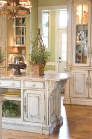 Rustic Shabby Chic Kitchen With Distressed Painted Cabinets Love The Cabinets Shabby Chic Kitchen French Country Kitchens Chic Kitchen