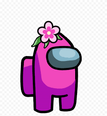 Hd Pink Among Us Crewmate Character With Flower On Head Png Citypng Flower On Head Pink Cute Wallpaper Backgrounds