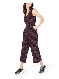 Michael Kors Michael Kors Womens Black Belted Printed Sleeveless V Neck Straight Leg Jumpsuit Size 10 Walmart Com Walmart Com