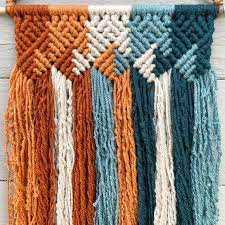 Southwestern Macrame Wall Hanging Teal Linen Dark And Etsy Boho Fiber Art Macrame Wall Hanging Macrame Patterns