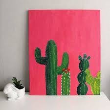 Simple and colourful acrylic painting. 80 Einfache Acrylmalideen Fur Anfanger Inspiration Acrylmalideen Anfanger Cactus Cactus Art Cactus Painting Succulent Painting Watercolor Paintings Easy