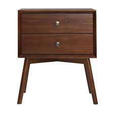 Asian hardwood and mdf finish color: Mcm 2 Drawer Solid Wood Nightstand Walnut
