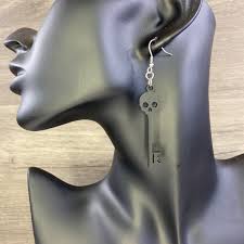 Skeleton Key and Lock Gothic Dangle Earrings