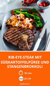 Rib Eye Steak Mit Susskartoffelpuree Und Stangenbro Rezept Rezepte Kochrezepte Steak Rezept