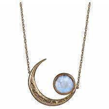 Blackbird And The Snow Yellow Gold Moonstone Crescent Moon Engraved Necklace Moon Pendant Necklace Engraved Necklace Victorian Pendant Necklace