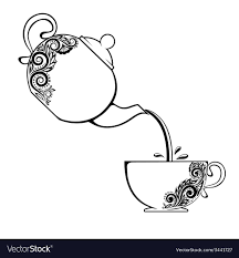 Black And White Teapot Clipart Cup And Teapot With Floral Element Vector Image On Vectorstock Tea Cup Drawing Teapot Tattoo Teapot Drawing