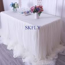 Us 39 0 Cl072b Gorgeous 2019 Custom Made Popular Long Drape New Wedding Taffeta Chiffon Tulle Ruffled Ivory Table Skirt With Velcro In Table Skirts