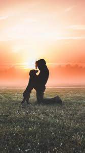 Silhouette Man And Dog Sunset Love Affection Landscape 720x1280 Wallpaper Dog Wallpaper Dog Foto Man And Dog