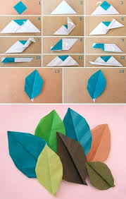 Membuat Hiasan Dinding Dari Kertas Origami Motif Daun Origami Tutorial Origami Bunga Kertas