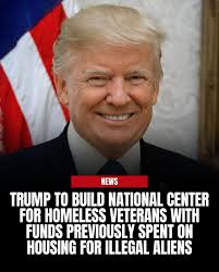 Trump signs an executive order aimed at veterans, which redirects funds  previously allocated for illegal immigrants to provide housing for 6,000  homeless veterans by 2028.