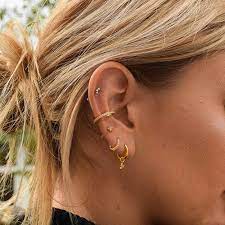 Mystic Jewelled Huggies In Gold Astrid Miyu Pretty Ear Piercings Ear Piercings Ear Jewelry