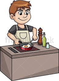 Man Frying An Egg Cartoon Clipart Vector Friendlystock Cartoon Clip Art Cooking Clipart Fried Egg