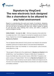This way you can add guests at a later time (compared with the original cardissue) and make cards with different settings. Signature By Vingcard The New Electronic Lock Vingcard Elsafe