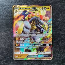 You can find the bulbasaur, charmander, togepi, squirtle, meowth and many other pokémon on our website. Kommo O Gx Sm71promopokemon Card En M Nm Xxl Jumbo Pokemon Individual Cards Pokemon Trading Card Game