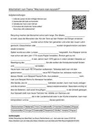 Arbeitsblatt Mit Luckentext Zum Thema Was Kann Man Recyceln Arbeitsblatter Arbeit Entwicklungslander