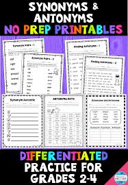 Your Time Is Precious And Your Students Need Engagement This Set Of No Prep Printables For Synonyms And Antonyms Addr Synonyms And Antonyms Antonyms Synonym