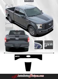 2015 2017 Ford F 150 Route Hood And Tailgate Blackout Vinyl Decal 3m Graphic Stripes Ford F150 Ford Truck Tailgate
