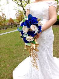Maybe you would like to learn more about one of these? Whitney Wedding Bouquet Collection Accent Color Royal Blue Brooch Golden Unique Cascading Buque De Noiva Para Casamento Wedding Bouquets Aliexpress