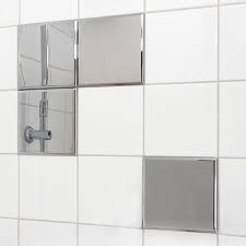 Round mirror tiles mixed in with them a combination of beveled mirror tiles with ceramic tiles will look amazing as a covering for your. Mirror Tiles Self Adhesive Bathroom Mirror Smartasaker