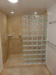 Glass building blocks are an inexpensive way to liven up a room. Glass Block Master Bath Bathroom Design Small Trendy Bathroom Designs Bathroom Design Small Walk In Shower