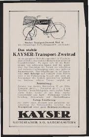 Kayser Geschaftsrad Transport Zweirad Werbeblatt 1928 In 2020 Fahrrad Dreirad Felgen