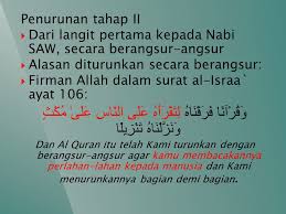 Hingga sekarang, pada tanggal 17 ramadhan diperingati sebagai nuzulul quran atau hari turunnya al quran. Turunnya Al Quran Al Quran Di Turunkan Dalam 2 Tahap Ppt Download