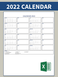 2022 australia calendar printable free download. 2022 Calendar In Excel Templates At Allbusinesstemplates Com
